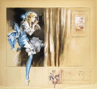 Tinsel Toes, 1914 (pastel, watercolour, brush and black ink on board)