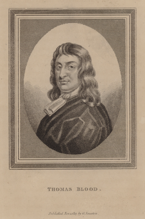 Colonel Thomas Blood, Anglo-Irish adventurer who tried to steal the Crown Jewels from the Tower of London in 1671 (engraving)
