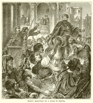 Italy: Election of a Doge in Genoa (engraving)