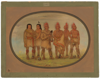 Black Hawk and Five Other Saukie Prisoners, 1861-1869 (oil on card mounted on paperboard)
