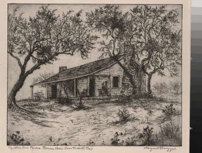 Cynthia Ann Parker's Pioneer Cabin, c.1925 (etching)