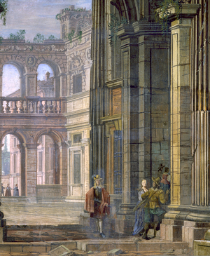 Palaces and courtyard (fresco)