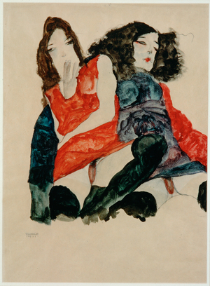 Two Girls (watercolor and pencil)