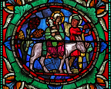 Window s15 depicting the Flight into Egypt (stained glass)