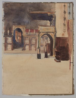 Interior of the Frari, 1885. Pencil and watercolor