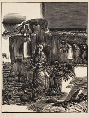The Harvest, 20th century (wood engraving on paper)
