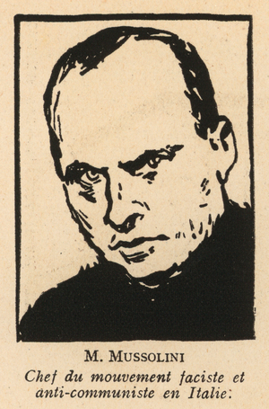 Benito Mussolini, leader of the Fascist movement in Italy (litho)