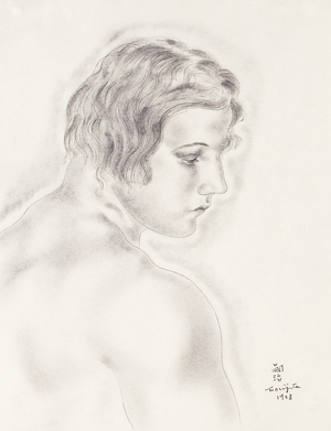 Young Woman in Profile; Jeune Femme de Profil, 1928 (charcoal, and pen and ink on paper)