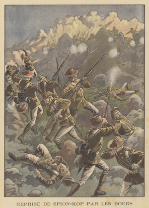 Battle of Spion Kop, South Africa (colour litho)
