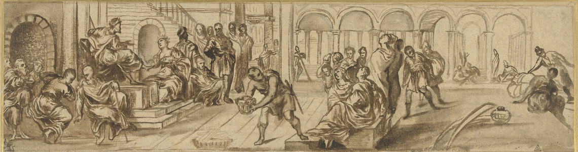 Solomon and the queen of Sheba, c.1600 (pen on paper)