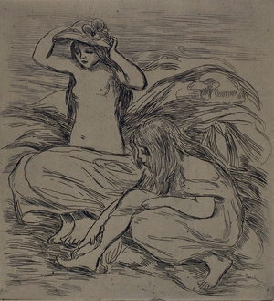 Two Women Bathing, c.1895 (etching on tan wove paper)