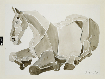 Lying Down Horse, 1980 (pencil and watercolour)