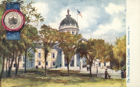 The Vermont State Capitol, Montpelier, Vermont (colour litho)