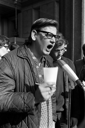 Oslo 19700414 students demonstrate at the University Square. Students demonstrate …, 1970 (photo)