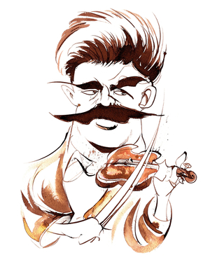 Fritz Kreisler-  sepia caricature