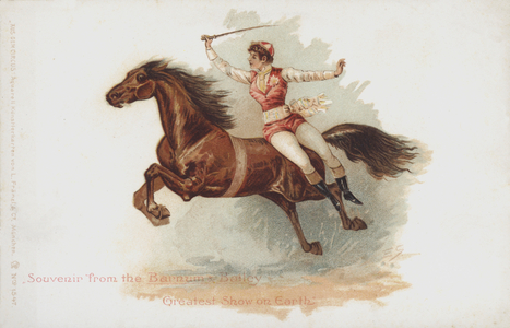 Woman horse rider of Barnum and Bailey's Circus (chromolitho)