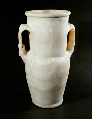 Alabaster vase with handles ending in ibis-heads (alabaster)