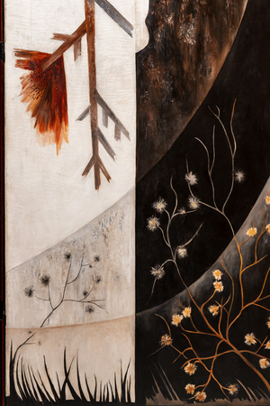 Spring, screen divided in 5 panels, detail, 1927-28 (oil painting on canvas)
