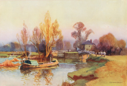 River Thames: Abingdon Lock (colour litho)
