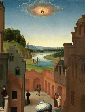 Detail of the left panel of the Triptych of Saint John the Baptist and Saint John the Evangelist, 1474-79 (oil on panel) 