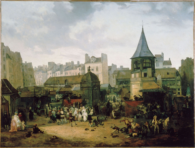 Réjouances donnés par la ville de Paris aux Halles, le 21 janvier 1782, à l'occasion de la naissance du dauphin, in 1782 (oil)
