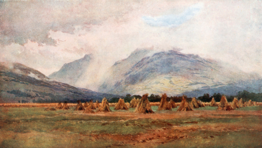 Wet Harvest Time near Dalmally, Argyllshire (colour litho)