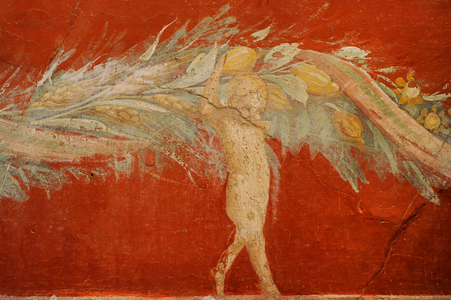 Festoon carried by cupids, 50-79 AD, Fresco, Detail