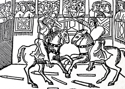 15th Century woodcut depicting jousting at a carnival