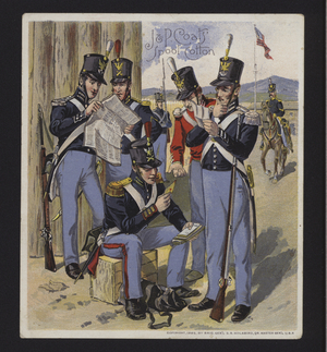 Advertisement for J & P Coats spool cotton (colour litho)