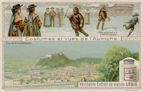Festival in Vinschgau and a view of Salzberg (chromolitho)