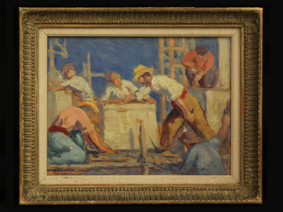 Workmen, 1910 (oil on canvas)