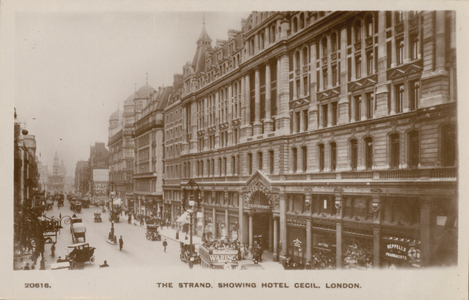 The Strand, Hotel Cecil, London (b/w photo)