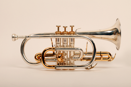 Cornet with two triggers for fine tuning, Silver plating and Brass mix of tubing