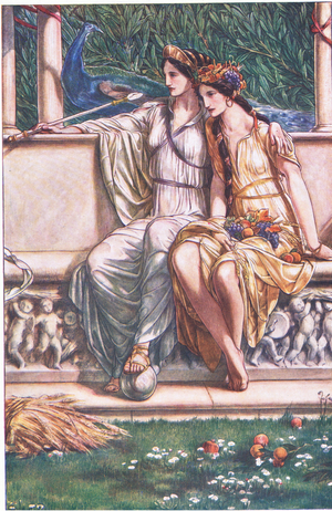 Juno, Ceres and the Masque of the nymphs and Reaper, illustration from'The Tempest', 1908 (colour litho)