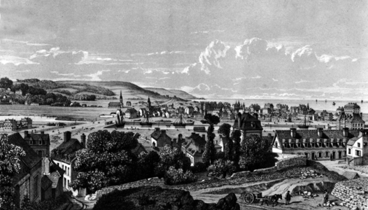 View of Deauville, seen from the quarries of Count of Hautpoul, engraving 19th century