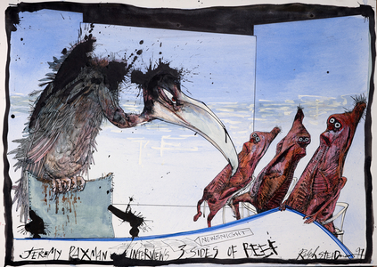 British Politics 1990s, Jeremy Paxman Interviews 3 Sides of Beef, 1997 (drawing)