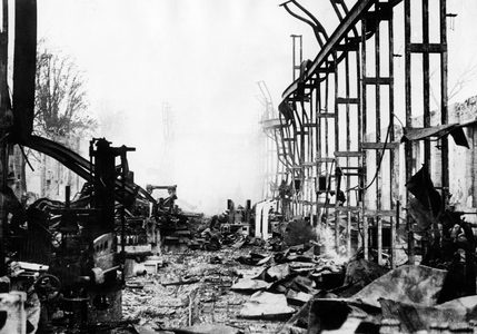 Destroyed industrial plant on the Dnieper, 1941 (b/w photo)