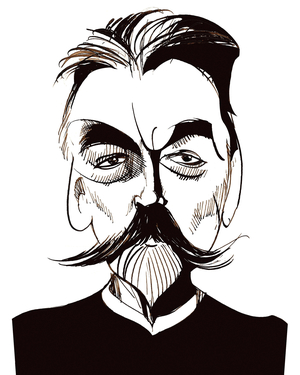 Stéphane Mallarmé - caricature of French poet (1842-98)