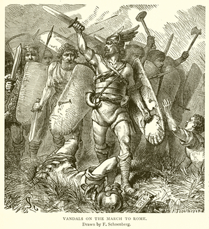 Vandals on the march to Rome (engraving)