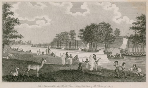 The Naumachia in Hyde Park in celebration of the Peace of 1814 (engraving)
