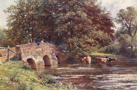 Somerset Bridge, near Elstead (colour litho)