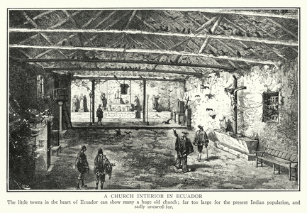 A church interior in Ecuador (litho)