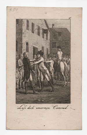 Let yourself be hugged Camrad, 1798 (engraving)