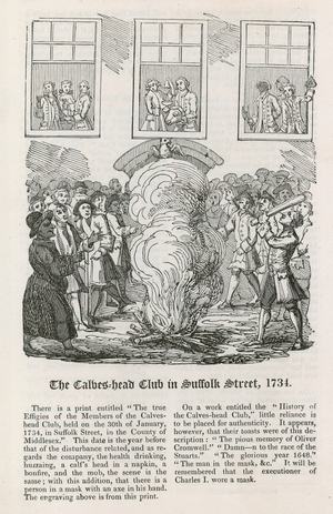 The Calves Head Club in Suffolk Street, 1734 (engraving)