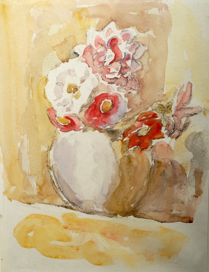 Flowers in a pot, c. 1950 (watercolour)