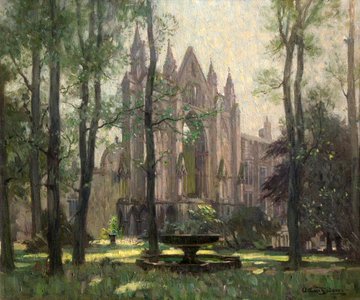 Newstead Abbey, the Monk's Wood, Nottinghamshire (Newstead Abbey from the North West) (oil on canvas)