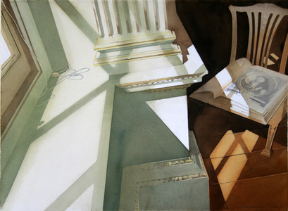 Interior with blind cord, Holkham (w/c on paper)