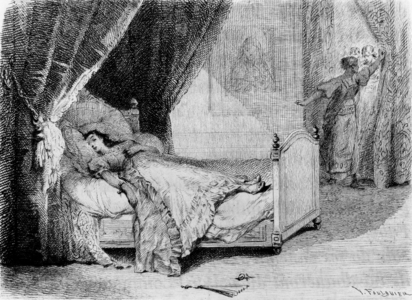 Illustration for "La Chartreuse de Parme" by Stendhal, 1883 (engraving)