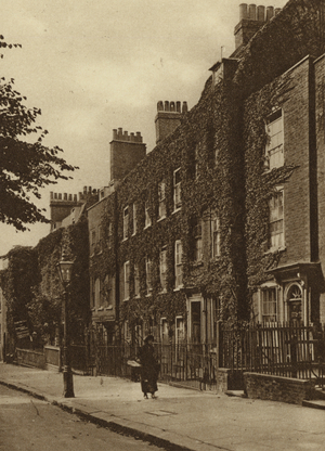 Georgian houses in old Hampstead village (b/w photo)
