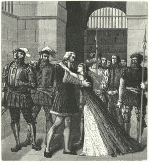 Sir Thomas More saying goodbye to his daughter before his execution, 1535 (engraving)